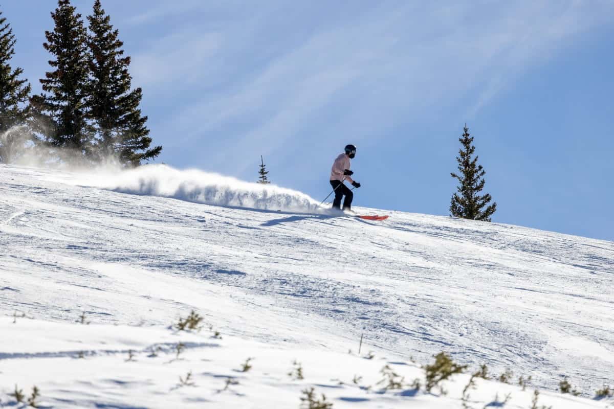 A-Person-Riding-Skis-Down