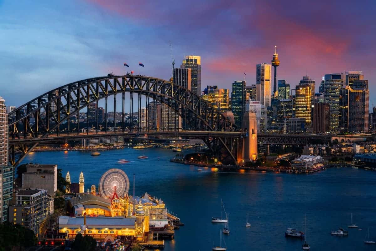 Sydney-Harbour-and-Bridge-Sunset-View