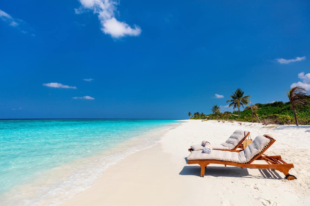 A-Wooden-Lounge-Chairs-on-Maldives-Beach