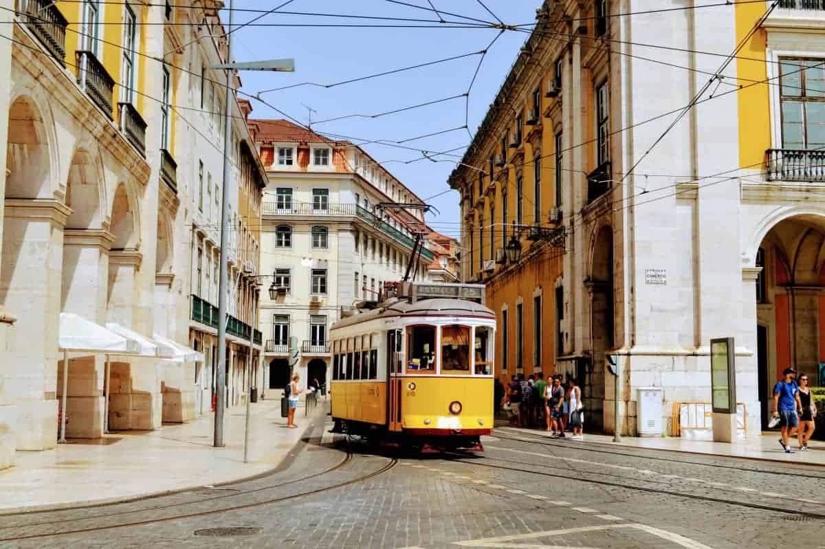 Yellow-Tram-in-the-Lisbon-Street