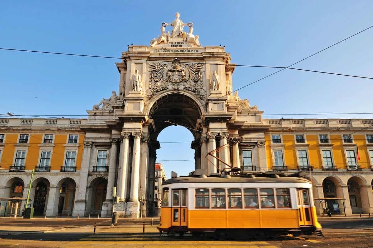 A-Yellow-Tram-on-the-Lisbon-Street