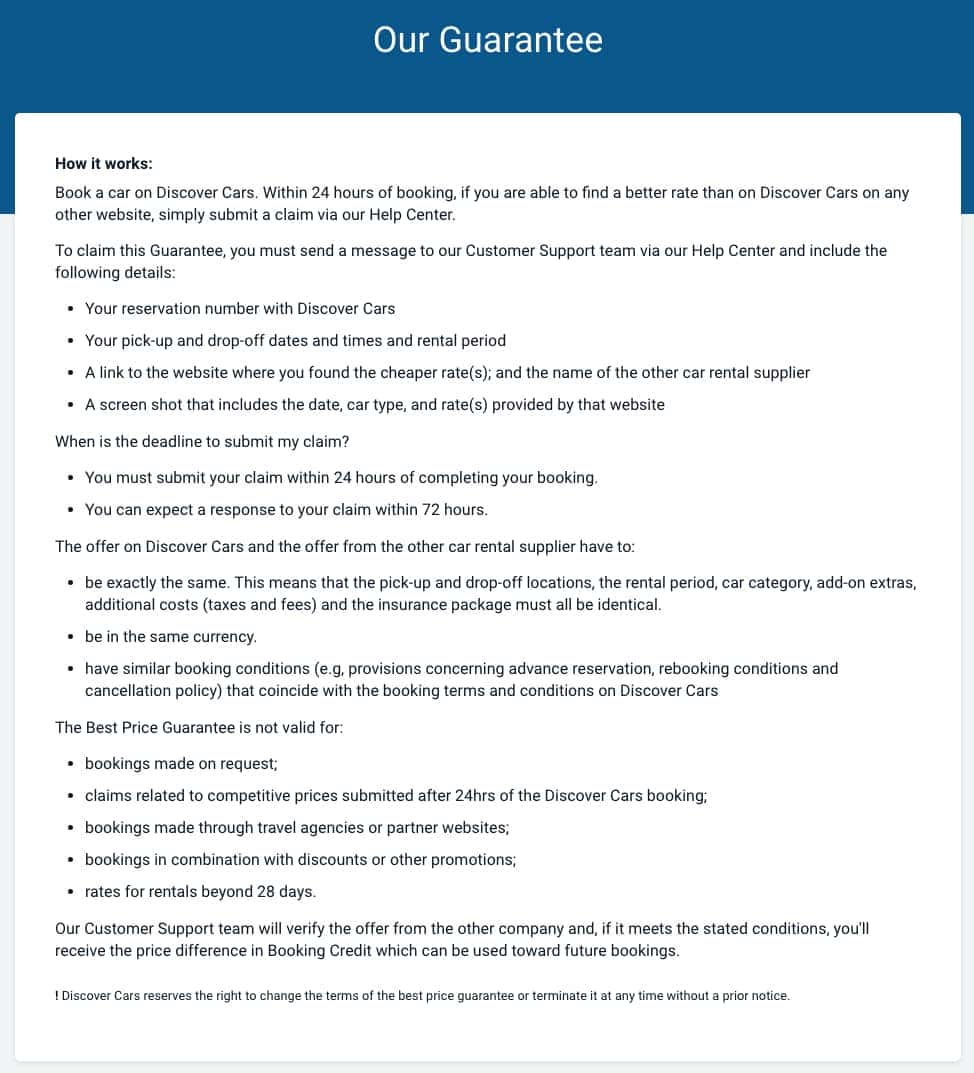 Is Discover Cars Legit, Safe and Reliable? An Honest Opinion 8 Discover Cars Guarantee