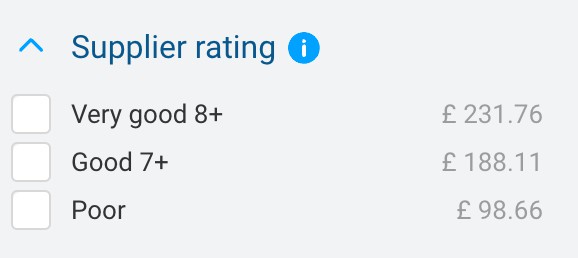 Is Discover Cars Legit, Safe and Reliable? An Honest Opinion 11 discover cars supplier rating filter